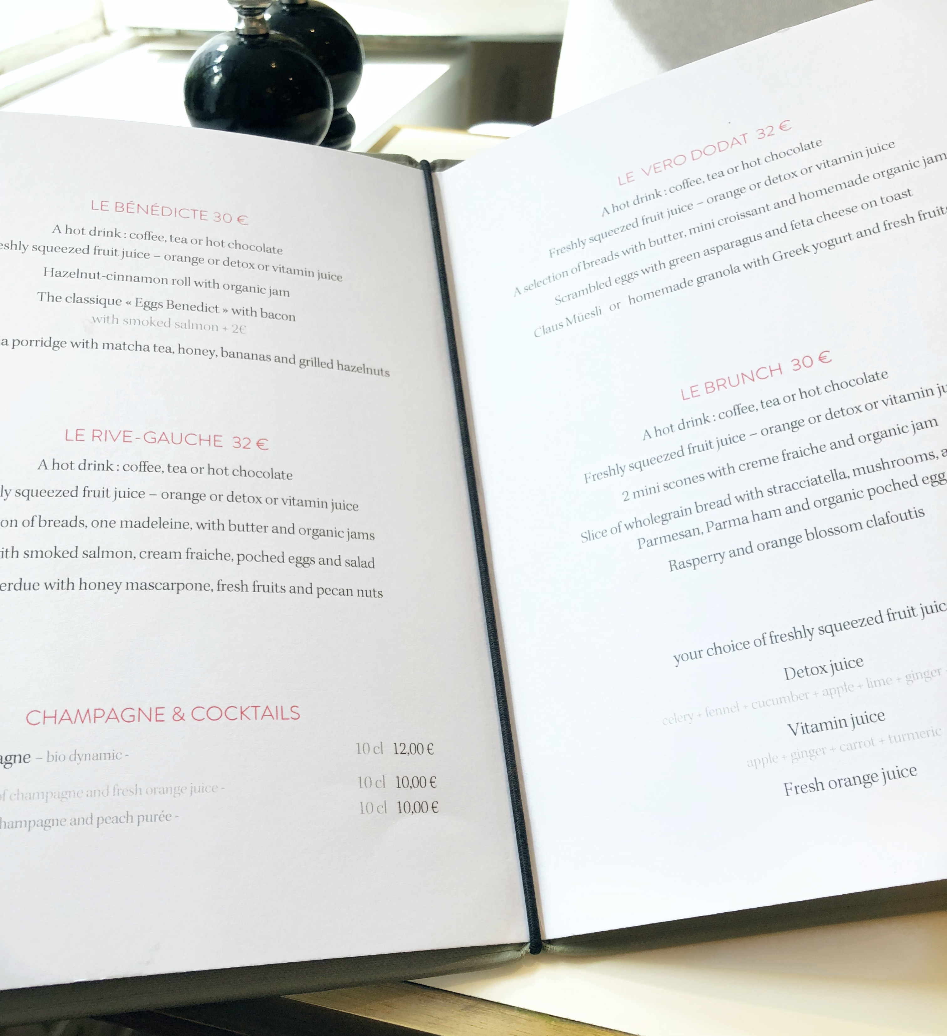 menu at claus paris