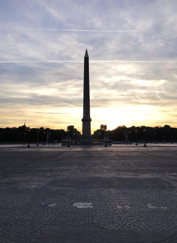 paris sunset place de la concorde france